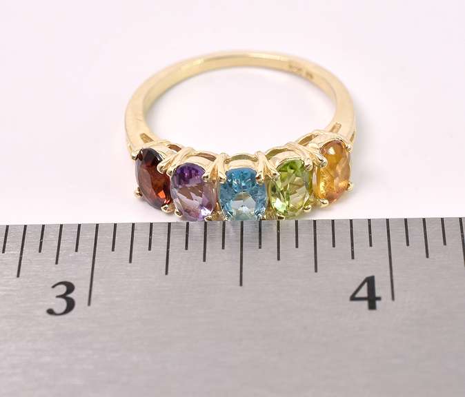 Multi-Gem Ring In 14K Yellow Gold
