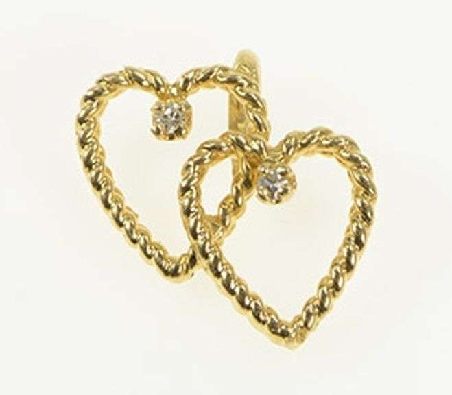 14K Yellow Gold Diamond Inset Heart Love Valentine Pendant