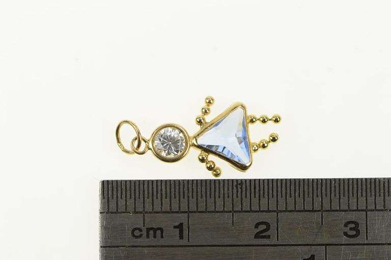 14K Yellow Gold Birthstone Baby September Sim. Sapphire Charm/Pendant