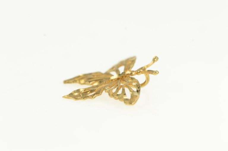 14K Yellow Gold Diamond Cut Butterfly Change Vintage Charm/Pendant