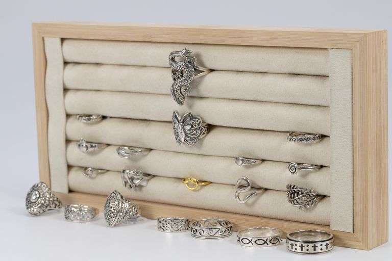 .925 Sterling Silver Curated 20 Ring Lot Various Sizes & Styles