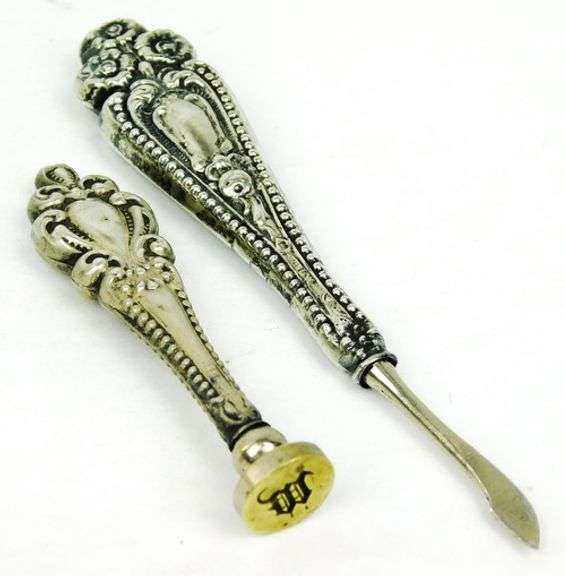 Antique Sterling Silver Wax Seal & Scraper
