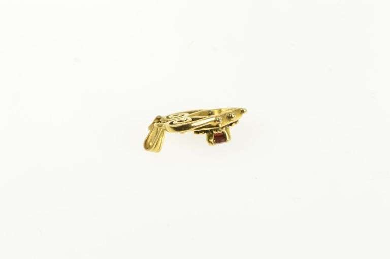 14K Yellow Gold Victorian Garnet Heart Love Valentine Charm/Pendant