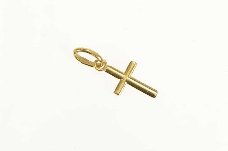 14K Yellow Gold Classic Cross Christian Faith Symbol Charm/Pendant
