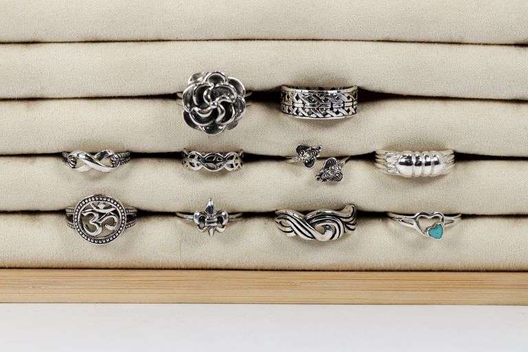 Sterling Silver Curated Ring Assortment Various Sizes & Styles (10 Ring Lot)
