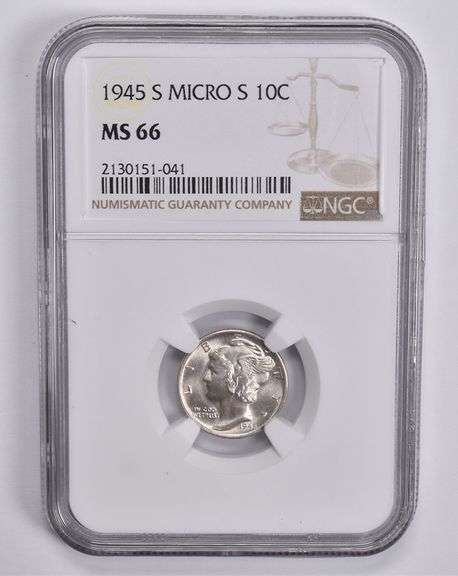 MS66 1945-S Mercury Dime Micro S NGC