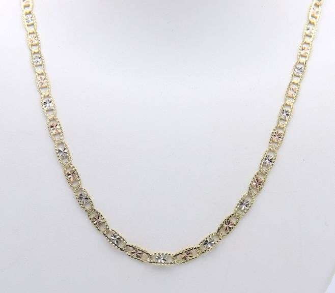 Impressive Diamond Cut 14kt Tri Tone Gucci Link Chain