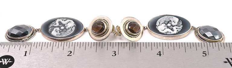 Dragon Cameo Earrings In Sterling Silver