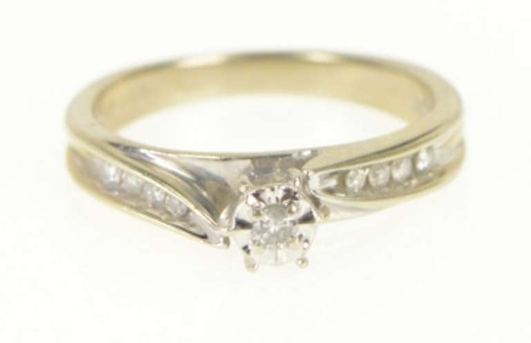 10K White Gold Diamond Classic Vintage Promise Engagement Ring