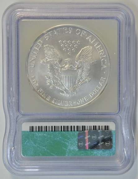 Perfect Better Date 2005 $1 Silver Eagle coin. ICG MS70