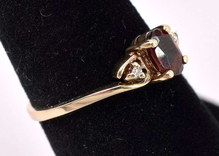 Fancy Red Garnet Ring In Yellow Gold