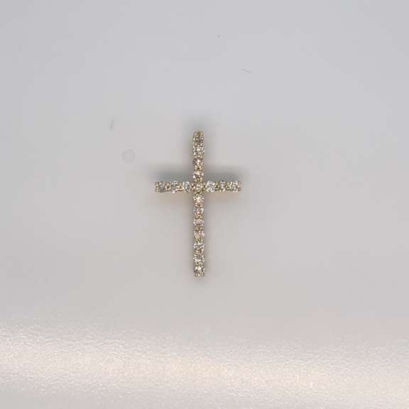 14K YELLOW GOLD CROSS  WITH DIAMONDS