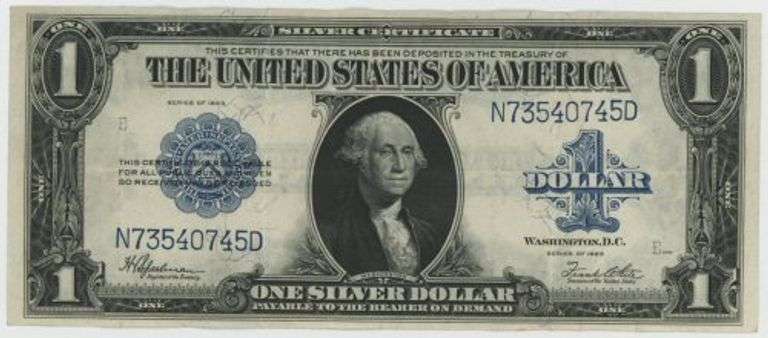Upper end 1923 Series Large Size $1 Silver Certificate note