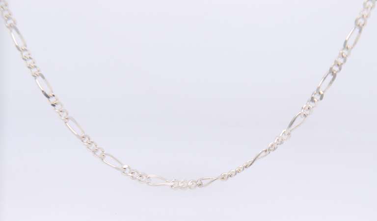 925 Sterling Silver Signed Figaro Chain Necklace