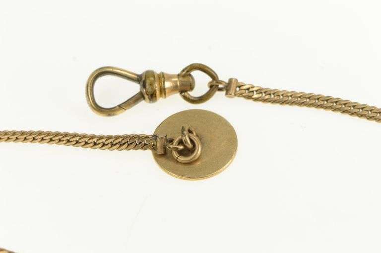 1940's Pinstripe Button Curb Link Vintage Pocket Watch Chain