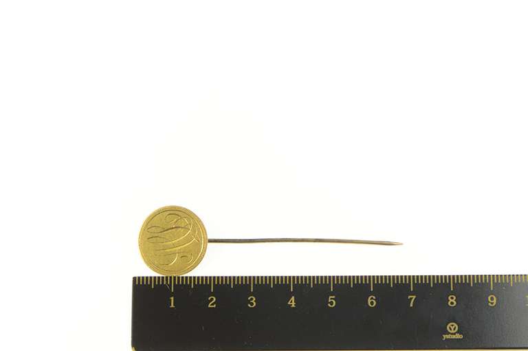 14K Yellow Gold Victorian ACL ALC Monogram Original Box Stick Pin