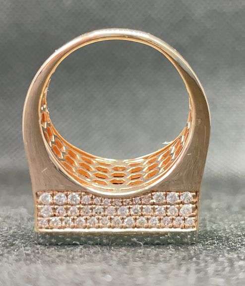 MENS TWO TONE ROSE/WHITE GOLD PAVÉ DIAMOND PYRAMID RING