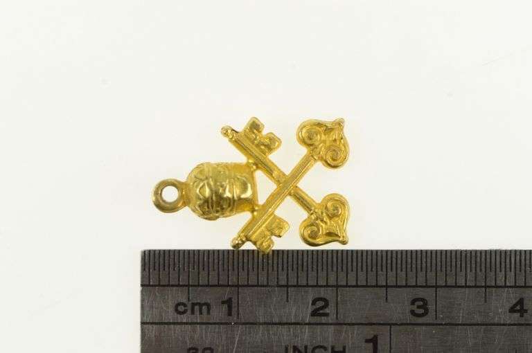 14K Yellow Gold Keys of Heaven Papal Pope Catholic Charm/Pendant