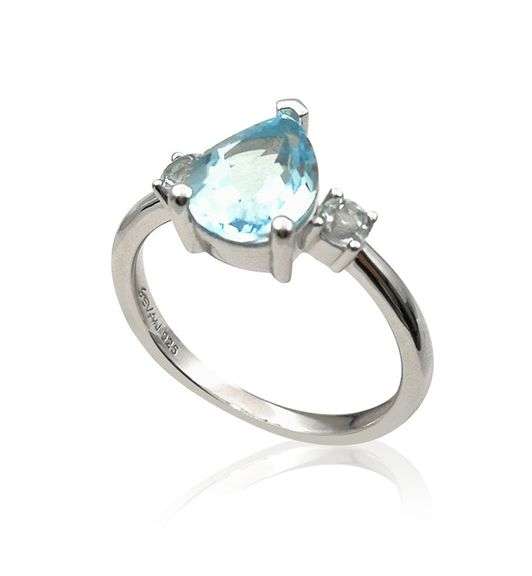 'AURORA" Simplicity Blue topaz ring