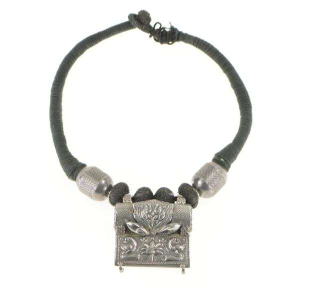 Sterling Silver Elaborate Floral Bird Tibetan Medallion Rope Necklace