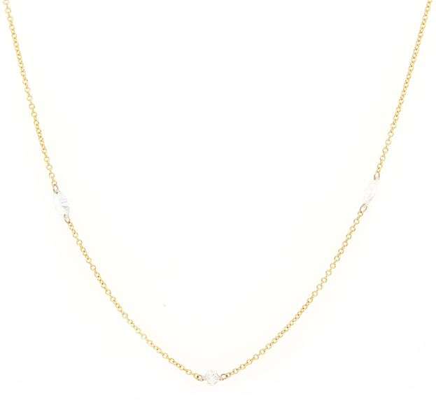 0.90ctw Mixed Cut Diamond Floating Station Necklace in 18K