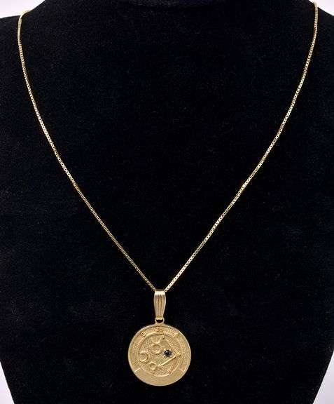 Noble Taurus Pendant Necklace With Blue Sapphire Gem In 14K Yellow Gold