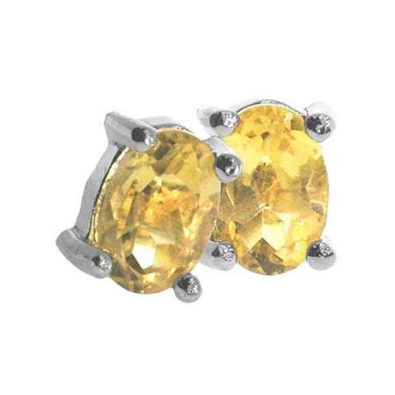Sterling Silver Citrine oval stud Earrings