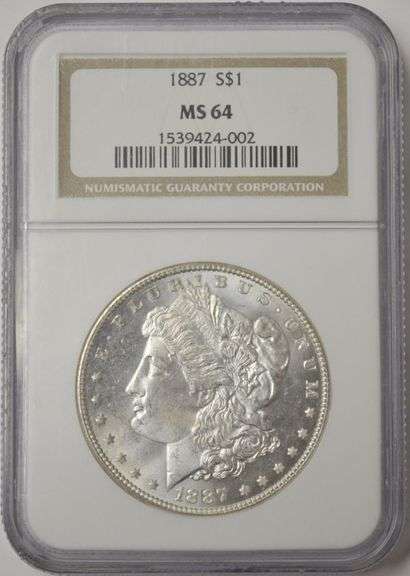 1887 U.S Morgan Silver Dollar NGC MS 64 Old Holder