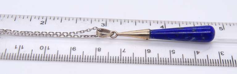 Set of Vintage 925 Sterling Silver Lapis Necklace and Dangle Earrings