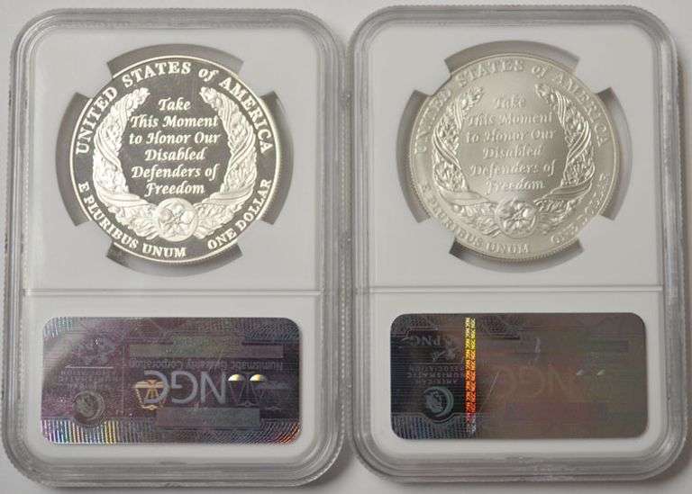 2010 Disabled Veterans Commemorative Silver Dollar Set NGC Certified PF 69 MS 69
