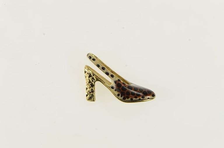 14K Yellow Gold Cheetah Leopard High Heel Sandal Shoe Charm/Pendant