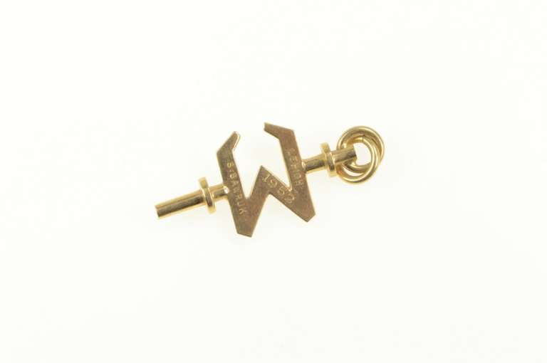 14K Yellow Gold Etched Scroll Epsilon Greek Letter Charm/Pendant