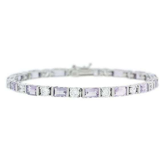 Sterling Silver Amethyst and CZ Bracelet