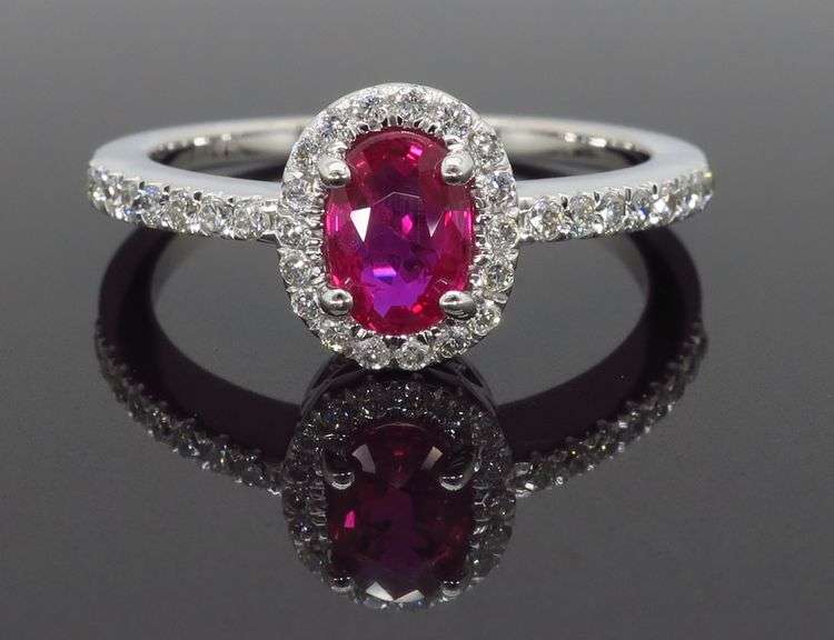 Oval Ruby & Diamond Halo Ring