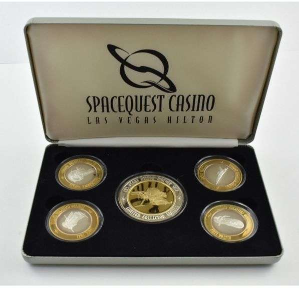 Spacequest Casino Vegas Hilton Ltd. Collector Ed. 5 Silver Round Set