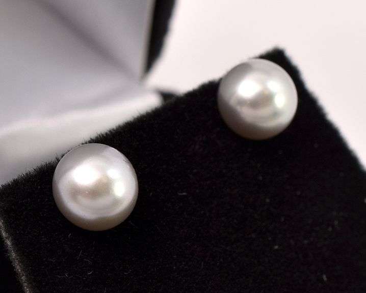 Pearl Stud Earrings In Sterling Silver