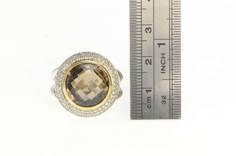 Sterling Silver 14K Gold David Yurman Smoky Quartz Diamond Ring