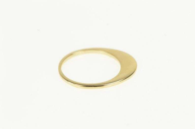 14K Yellow Gold Stackable Flattened Design Statement Band Ring