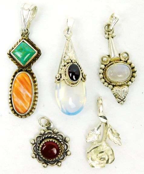 5 Sterling Silver Gemstone Pendants