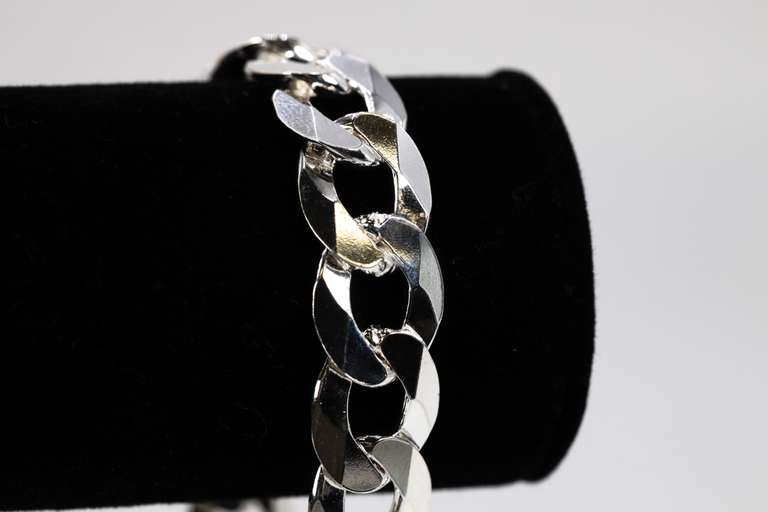 Men's 13mm Solid .925 Sterling Silver Flat Curb Chain Link Italy Necklace