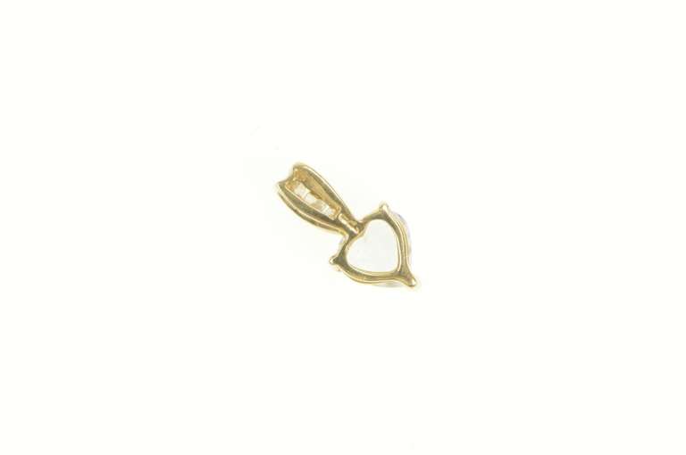 10K Yellow Gold Heart Blue Topaz Diamond Vintage Pendant