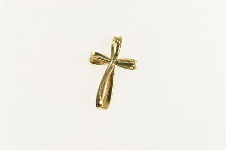 14K Yellow Gold Diamond Classic Cross Christian Faith Charm/Pendant