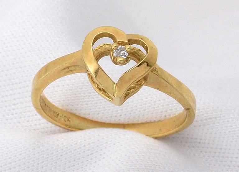 Cute Heart with Diamond Ring