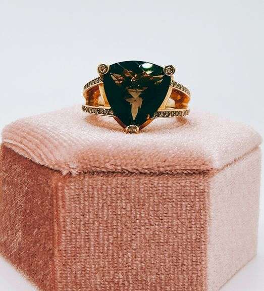 Trillion Cut Smoky Topaz Ring, 18KT Rose Gold