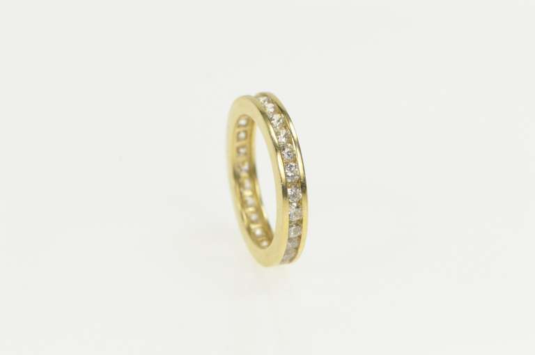 14K Yellow Gold Classic Cubic Zirconia Eternity Anniversary Band Ring