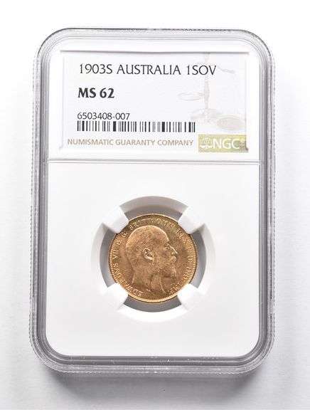MS62 1903-S Australia 1 Gold Sovereign NGC