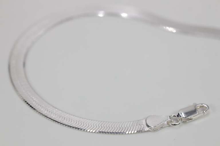 Sterling Silver Flexible Herringbone Bracelet 5.5mm Solid 925 Italian Chain 7"