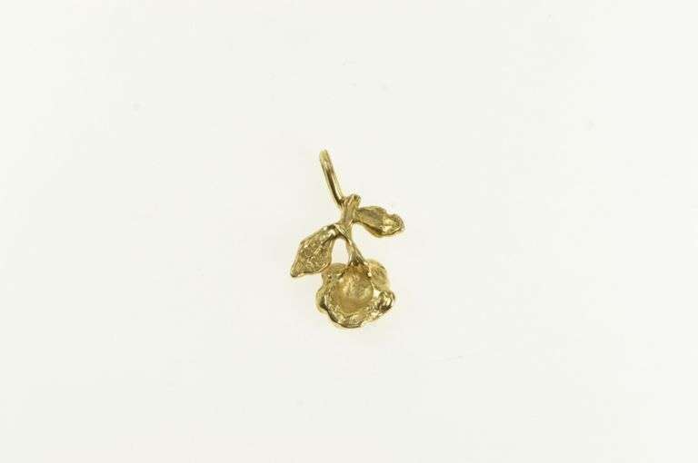 14K Yellow Gold 3D Rose Flower Romantic Valentine Charm/Pendant