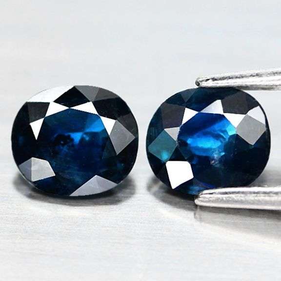 Unheated! 1.24ct top blue Sapphire pair