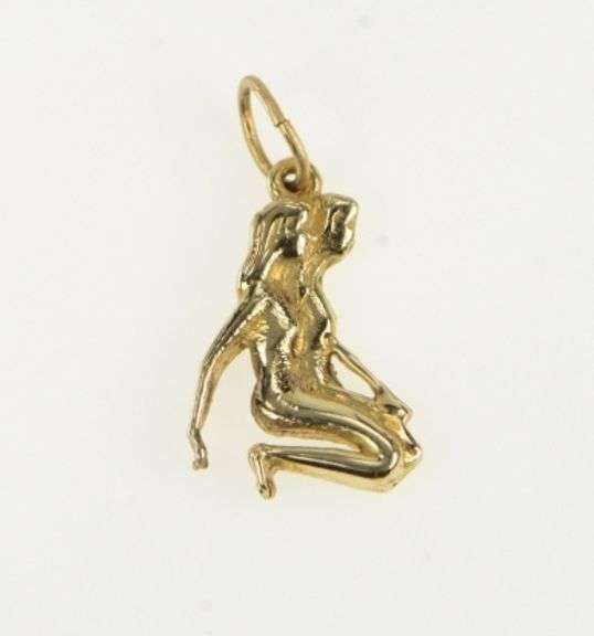 14K Yellow Gold Gemini Twins Astrology Zodiac Sign Charm/Pendant